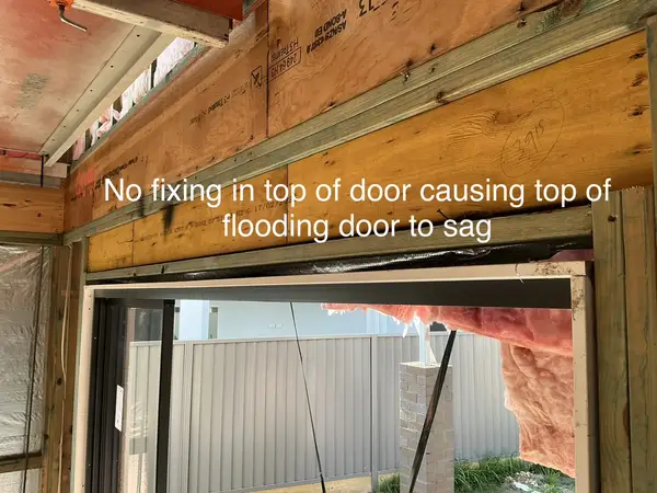 Door header fixing causing sag