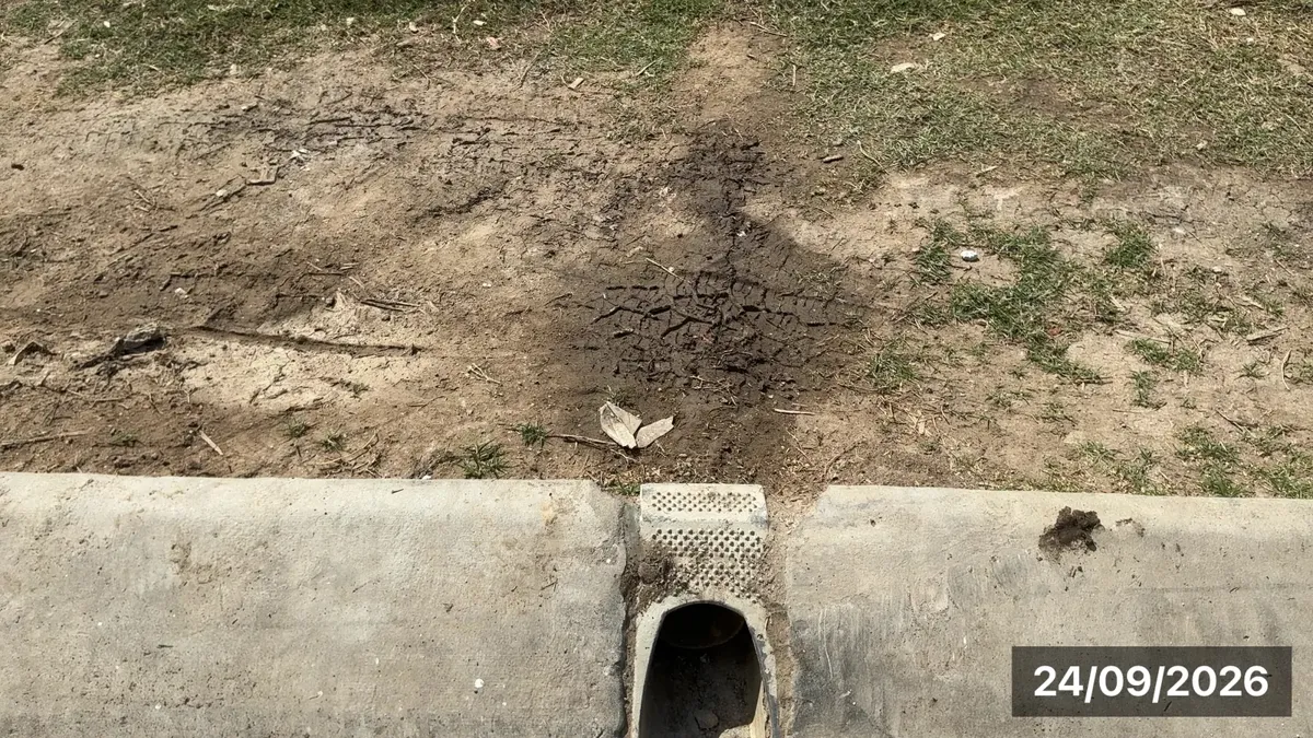 Damaged stormwater outlet at the kerb