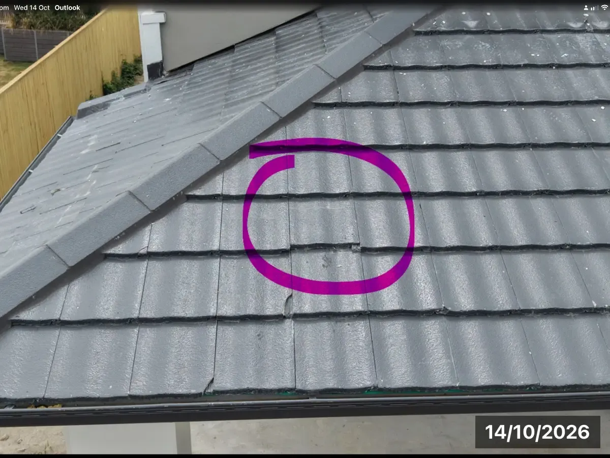 Cracked and dislodged roof tiles