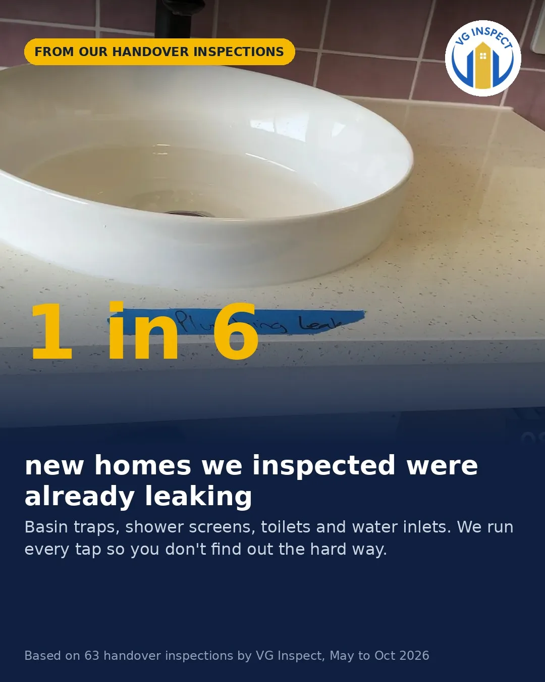 Leaking taps, traps and toilets before move-in — social post