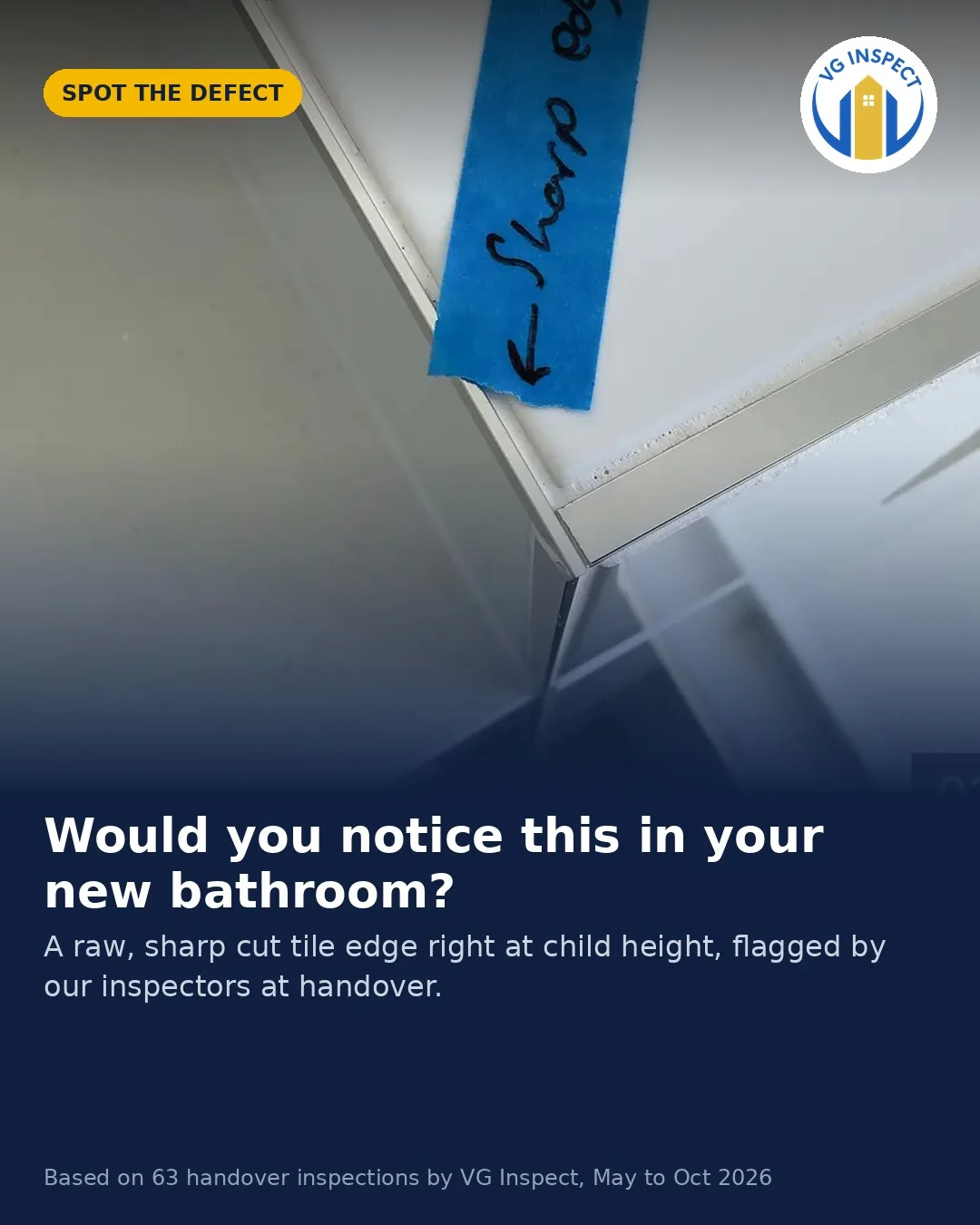 Sharp cut tile edge left exposed — social post