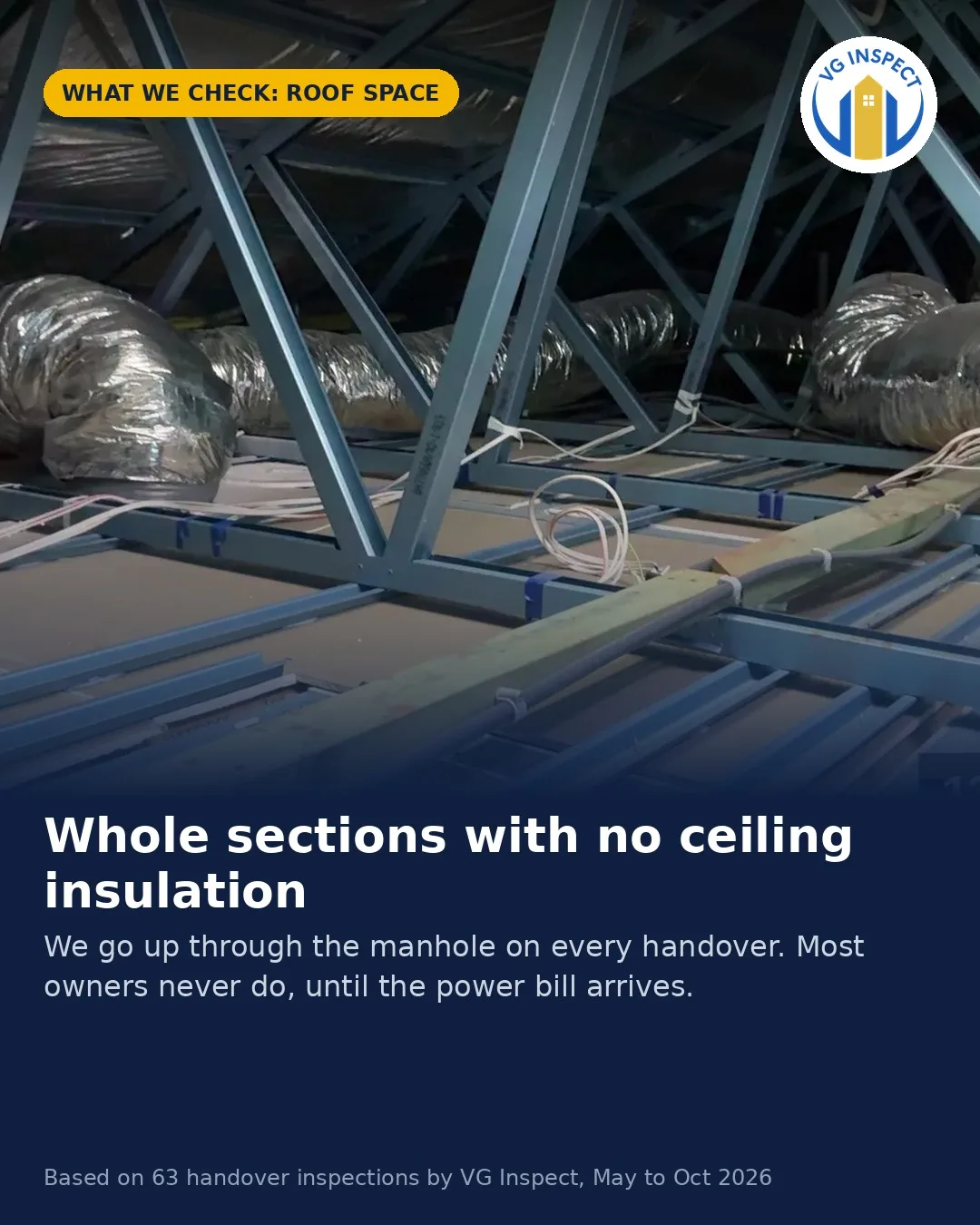 Ceiling insulation missing in the roof space — social post