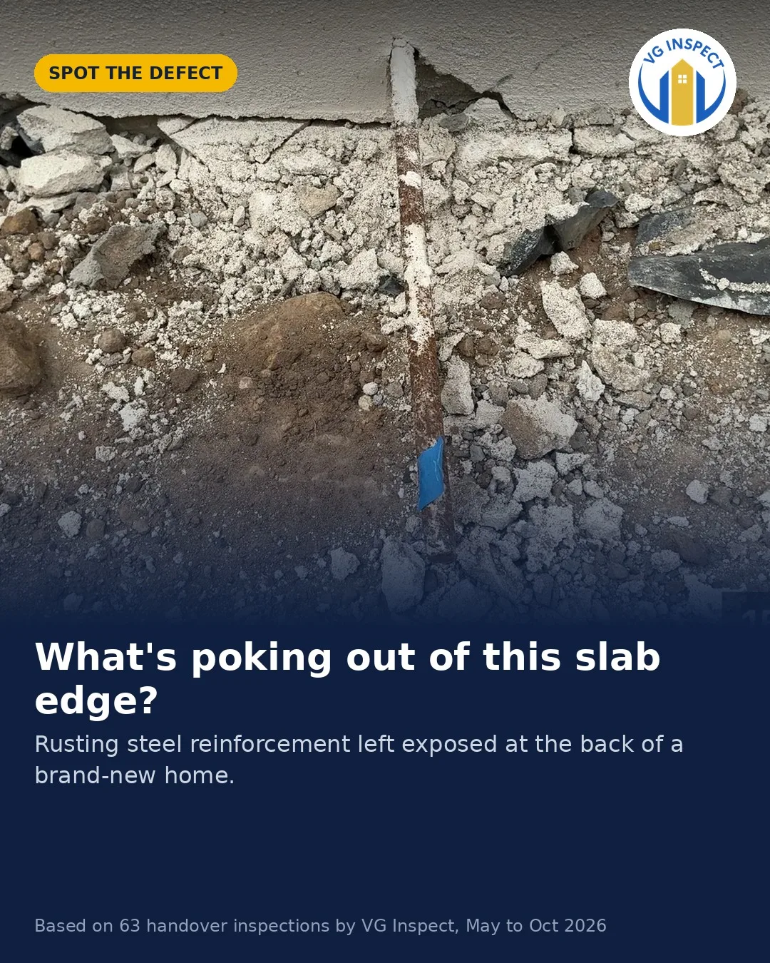 Exposed steel and voids at the slab edge — social post