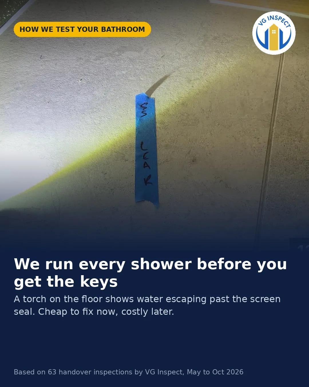 Shower screen leaking at handover — social post