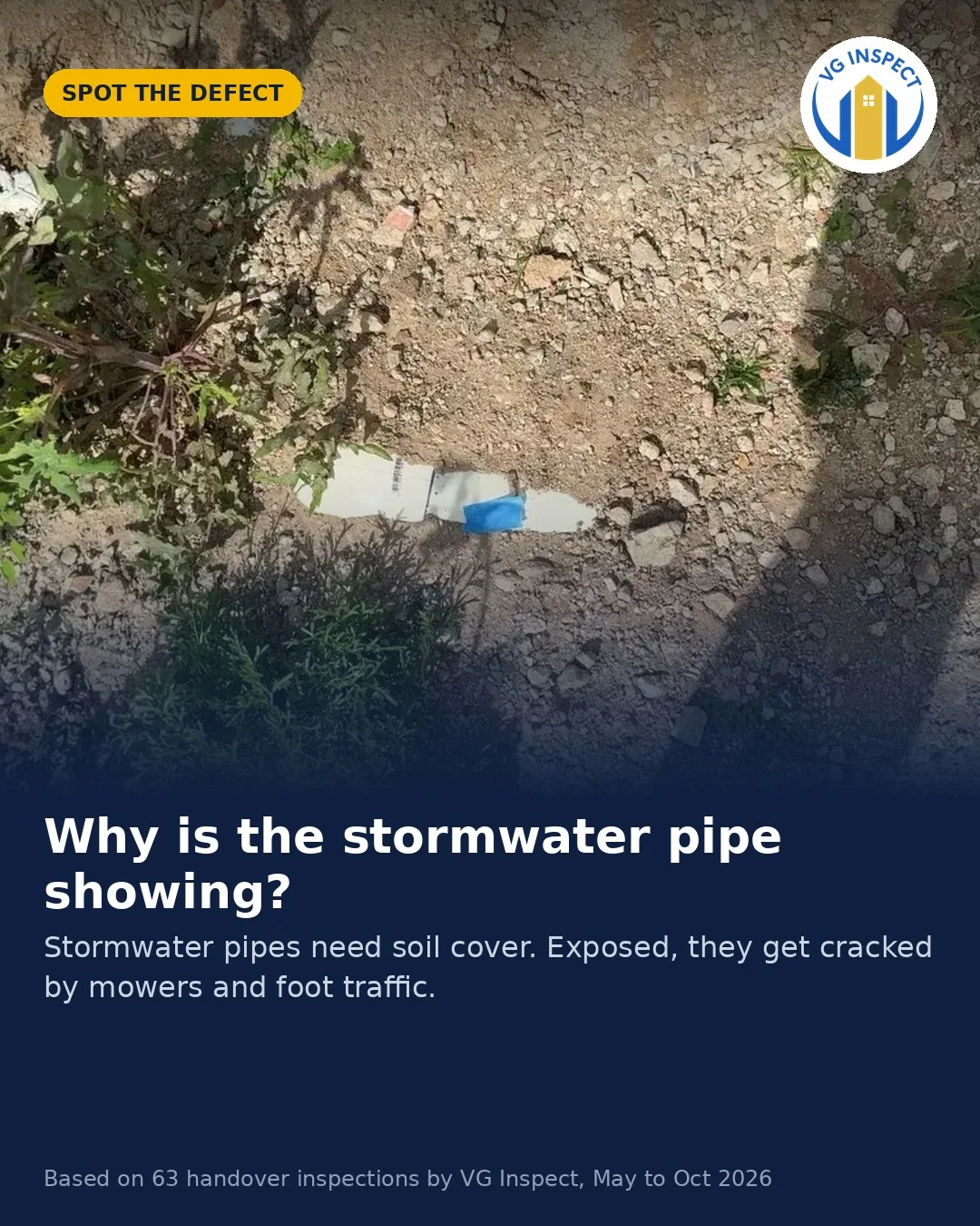 Stormwater pipe showing at the surface — social post