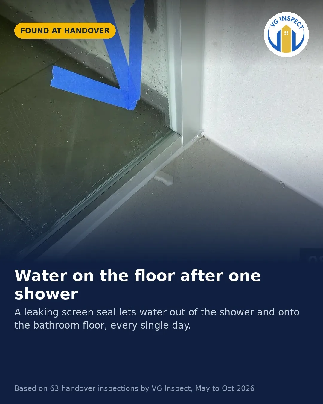 Shower screen leaking at handover — social post