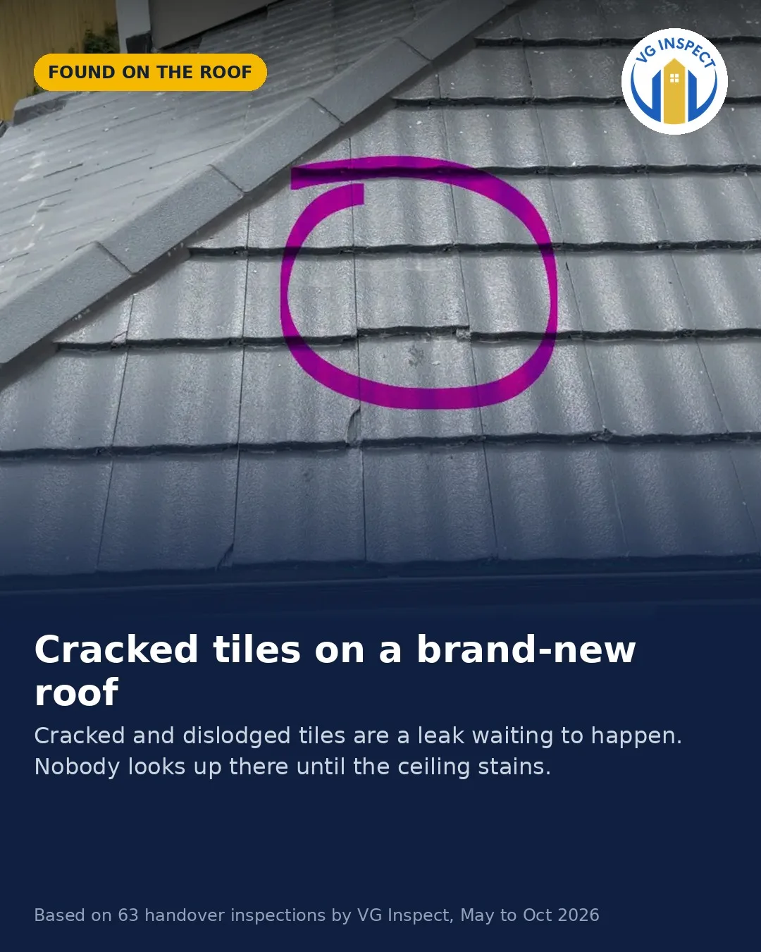 Cracked and dislodged roof tiles — social post