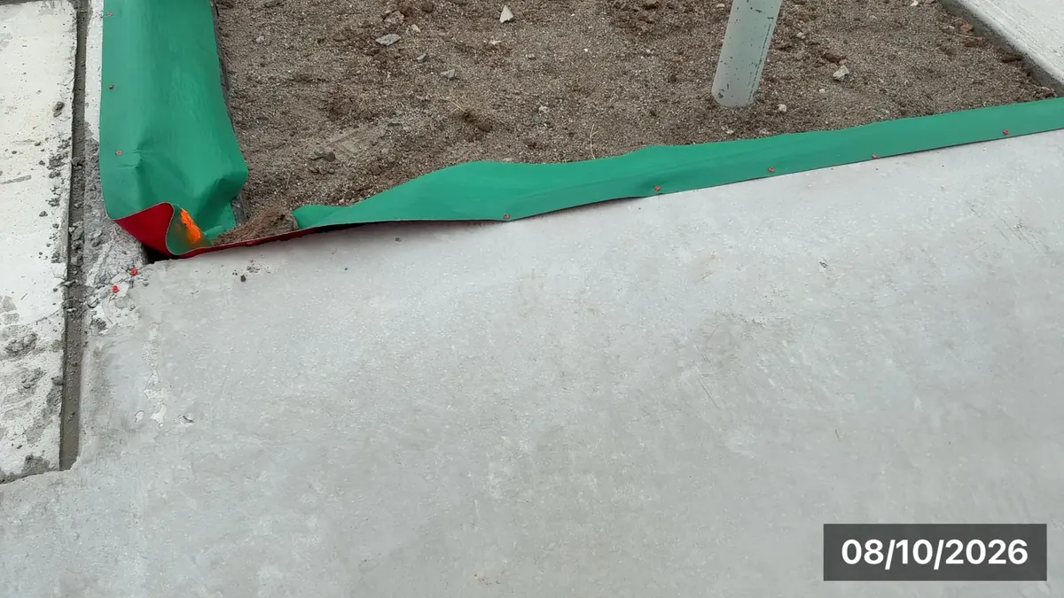 Termite barrier damaged at the slab edge